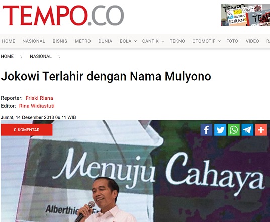 Jokowi Pernah Mengganti Nama